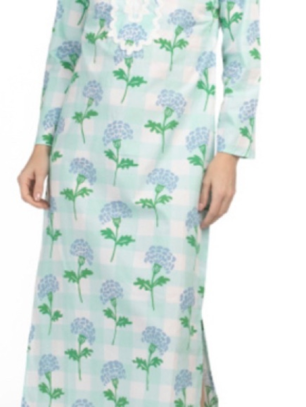 Sail to Sable Light Blue Floral Linen Caftan Dress - Picture 4 of 7